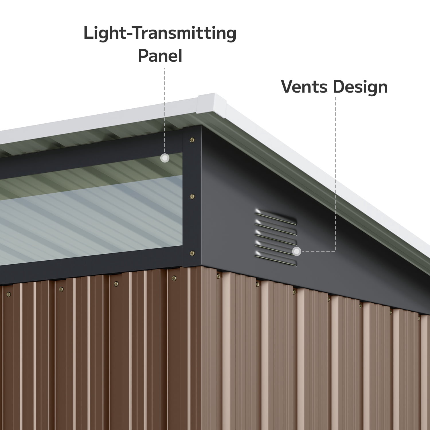 6'x4' Metal Shed , Asofer Outdoor Storage Shed with Transparent Panel Window for Garden, Brown