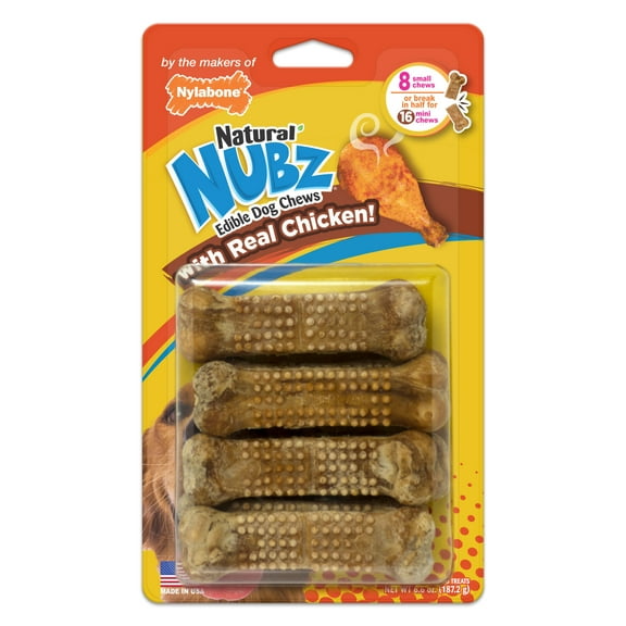 Nylabone Nubz Chicken Dog Chew Treats Small - Up to 30 lbs. (8 Count)
