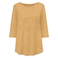 thumbnail image 4 of Hauts Grande Taille pour Femmes Manches 3/4 Col Rond Coupe Ample T-Shirt Décontracté, 4 of 7