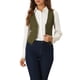thumbnail image 1 of Chaleco de mezclilla sin mangas para mujer INSPIRE CHIC, con cuello en V y botones, casual, color verde militar, talla XS, 1 of 6