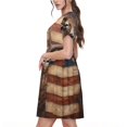 thumbnail image 2 of Fotbe Robe Motif Drapeau Américain Cerf Décontractée Mode Femme Manches Courtes Robe Maxi Robe T-Shirt Rayée Longue à Blocs de Couleur, 2 of 6
