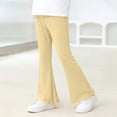 thumbnail image 2 of OGLCCG Kids Girl Flare Pants Soft Ribbed Knit Ruffle Bell Bottoms Pants Summer Comfy Casual Trousers for Running Training 0-12 Years, 2 of 6