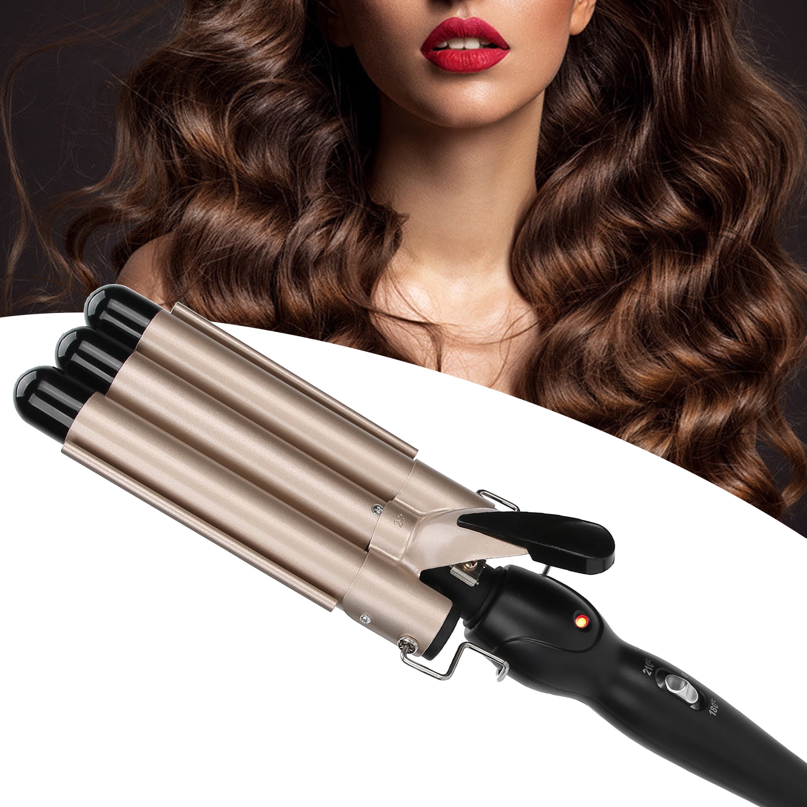 Curling Iron Wand, 3 Barrel Curling Iron Wand Adjustable Hair Curler Waver Crimper Hair Styling Tool 110V~240V