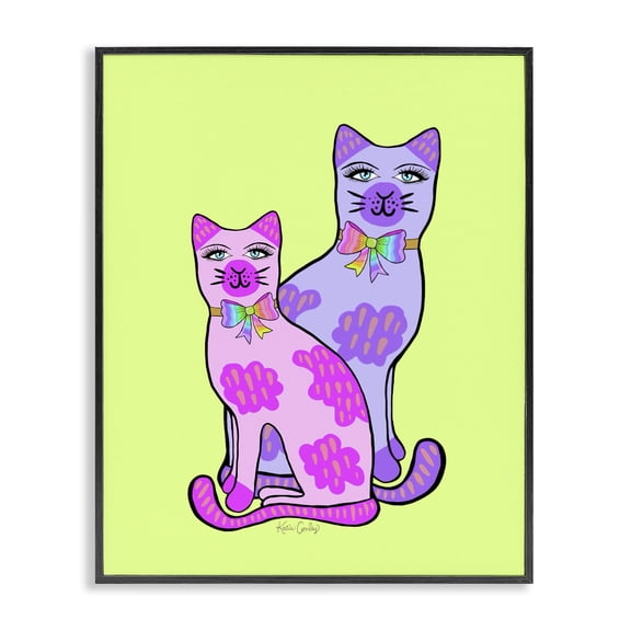 Stupell Industries Modern Funky Bright Cats Black Framed Giclee Art, 11 x 14, by Katie Conley