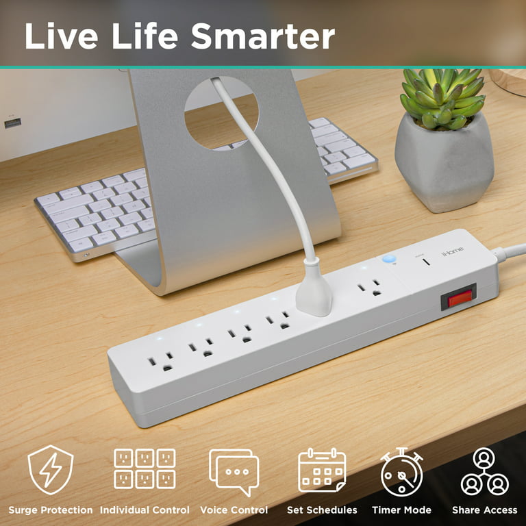 BN-LINK Smart Power Strip Compatible with Alexa Google Home, Smart Plug  WiFi Outlets Surge Protector with 4 USB 6 Charging Port Multi Plug