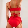 thumbnail image 4 of UTSJKR Deals Two Piece Bikini Sets for Women High Waisted Swimwear Push Up Swimsuit Halter Wrap Criss Cross Back Tie Bathing Suit Red L, 4 of 8