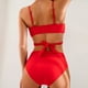 thumbnail image 4 of Trajes de baño Amzcrzy Tankini para mujer, trajes de baño, trajes de baño, bikini, traje de baño de color sólido para mujer + bañador y bikini de moda, traje de baño dividido rojo, S, 4 of 8