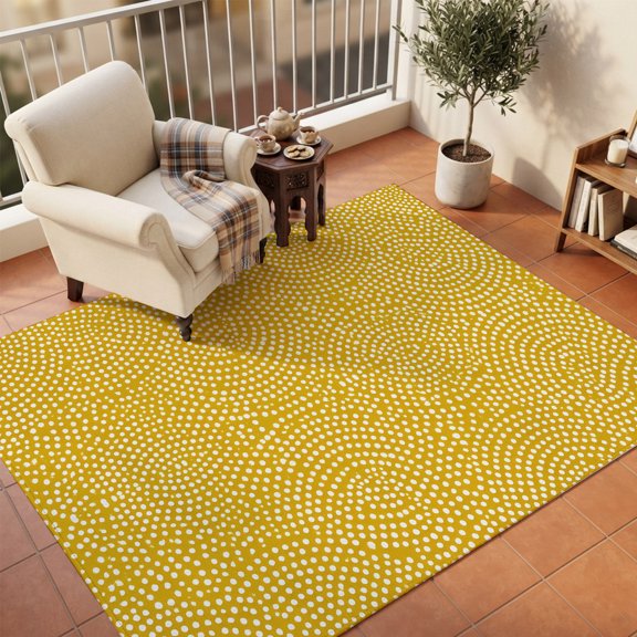 Area Rugs 5'x7', Yellow Carpet Runner Indoor Outdoor Rugs Home Decor Aesthetic, Farmhouse Funny Minimalist Geometric Dots Non Slip Mats Washable Accent Rug for Living Room Bedroom