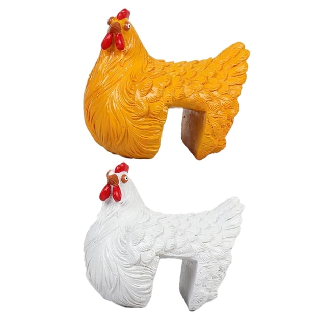 2 Piezas Clip Escalera Estatua Artesanía de Resina, Adornos Agrietados Decoración Esculturas de Pollos Encantadores para Hogar kusrkot Artesanías De Resina De Gallina De Escalera