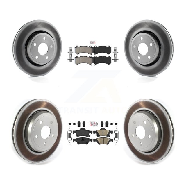Transit Auto Front Semi-Metallic Rear Ceramic Pads and Coated Disc Brake Rotors Kit for Car 2018-2020 Dodge Durango with Vented KGA-105592