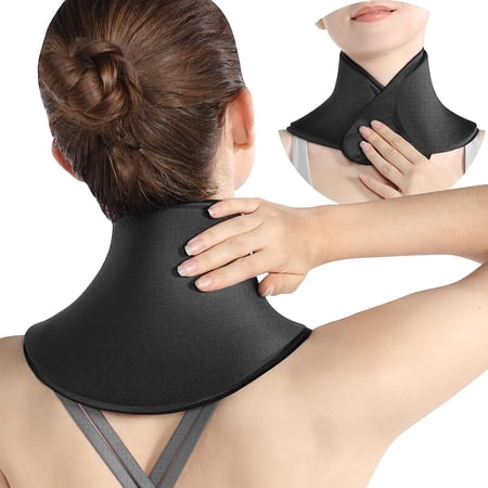 Neck Ice Pack Wrap,Gel Reusable Ice Packs for Neck Pain Relief, Cervical Cold Compress Ice Pack for Sports Injuries, Swelling, Office Neck Pressure and Cervical Surgery Recovery (Black)