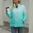 thumbnail image 4 of Lindreshi Jackets for Women Casual Fall Women's Fashion Gradient Cotton-Padded Jacket Hooded Zipper Short Coat Blouse, 4 of 5