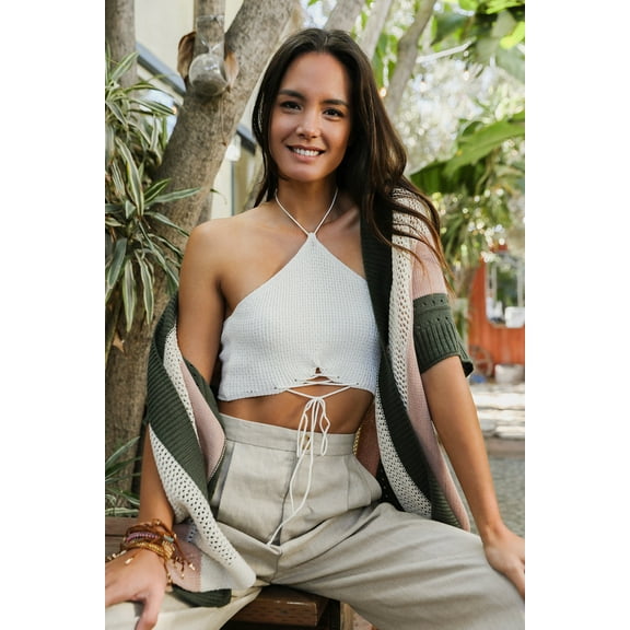 Lace-up Halter Knit Bralette