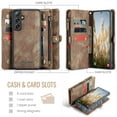 thumbnail image 3 of Dteck 2 in 1 Detachable for Samsung Galaxy A56 5G Wallet Case with Card Holder, Shockproof Retro Premium Flip Leather Cover Magnetic Zipper Pocket Phone Cases, Darkbrown, 3 of 5