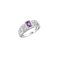thumbnail image 4 of RYLOS Men's Rings 14K White Gold Classic 6X4MM Oval Gemstone & Diamond Ring Amethyst February Birthstone Rings For Men, Gold Rings Size 11, 4 of 8