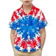 thumbnail image 2 of HAOTAGS 4th of July Shirts for Big Boys American Flag Patriotic Short Sleeve Button Down Shirt Multicolor Size 14 Years, 2 of 9