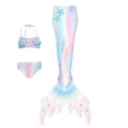thumbnail image 1 of Swimsuits for Women Ruffled Top Mermaid Performance 3 Piece with Fish Tail Design Light Blue Womens Bathing Suits M, 1 of 4