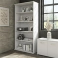 thumbnail image 4 of Pemberly Row Set of 2 Tall 5-Shelf Bookcase & L-Shaped Table Desk in White, 4 of 18
