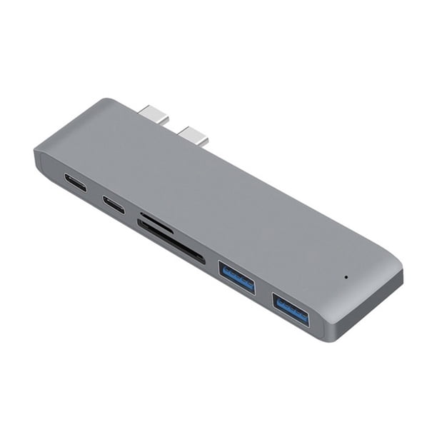 Tipo C Adaptador HUB Carga 6 en 1 USB Lector de tarjetas SD / TF Reemplazo para mac book pro 16 17 18, Gris Scienceny EL2320-01B