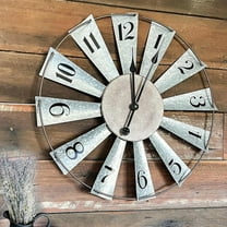Large Outdoor Indoor Home Decor Clock Metal Farmhouse Windmill Clock for Livingroom Patio Cottage Farm House