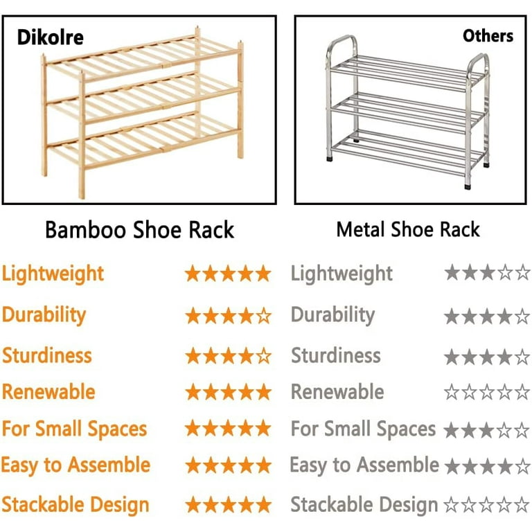 Buy Bamboo Shoe Rack 2-Tier Stackable Shoe Shelf Free Standing Small Shoe  Storage Organizer for Entryway Closet Bedroom Bathroom Living Room by  Global Phoenix on Dot & Bo