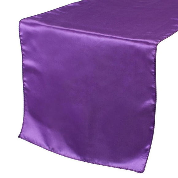 Mantel liso satinado decoración de banquete de boda en casa Púrpura Zulema Camino de mesa satinado