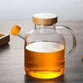 thumbnail image 2 of No Drip Oil Vinegar Dispenser Bottle with Wooden Lid High Heat-resistant Borosilicate Glass Oiler, 2 of 3