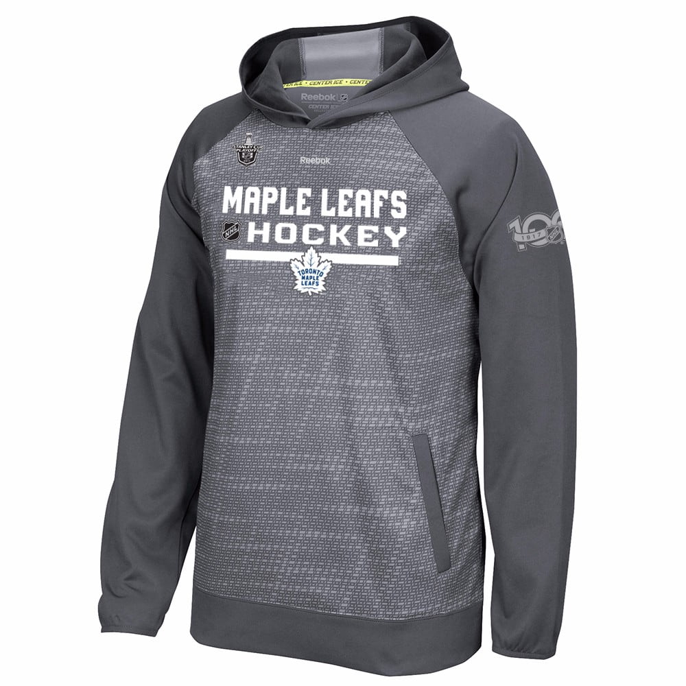 Toronto Maple Leafs NHL Reebok Grey Center Ice TNT Team Logo Speedwick Performance Pullover Hoodie For Men by Reebok