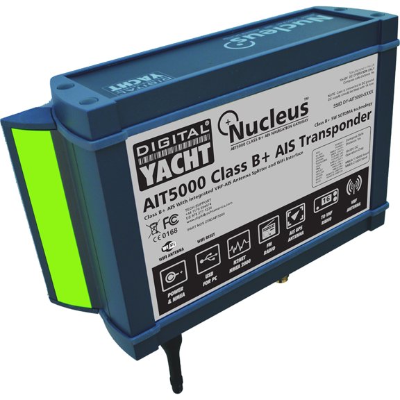 12" Blue, White, and Black Marine Digital Yacht AIT5000 Class B  5W Transponder with Splitter and WiFi