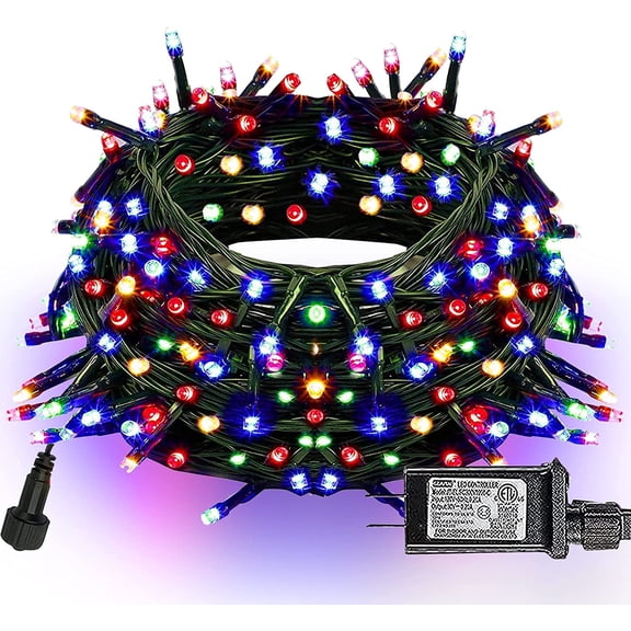 300 LED Christmas String Lights, 100 FT Connectable Waterproof String Lights Green Wire with 8 Modes, Christmas Decorations for Indoor Outdoor Xmas Party Yard Garden (Multi Colored)