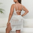 thumbnail image 4 of Njoeus Women's Crochet Cover Ups Hollow Out Bikini Swimsuit Bathing Suit Cover Up for Pool Swimwear Spaghetti Straps Coverup Beach Dress XL-3XL, 4 of 6