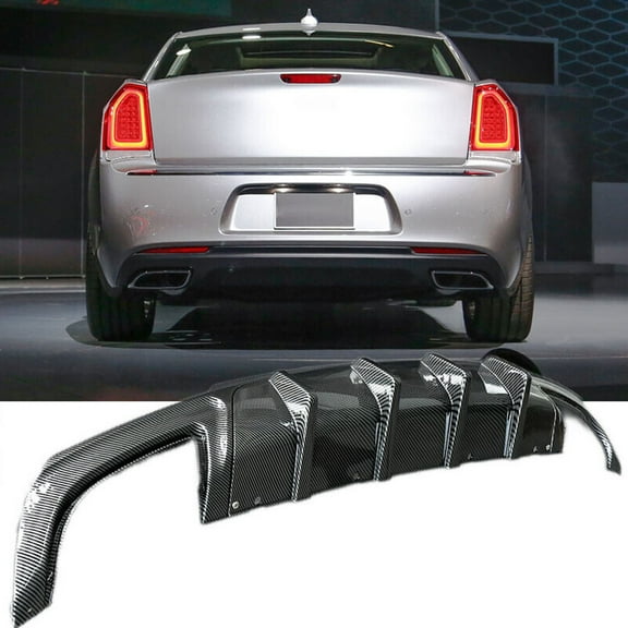 NINTE Rear Diffuser for 2015-2022 Chrysler 300 SRT Carbon Fiber Style Square Exhaust