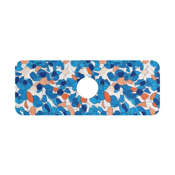 Blue Crystal Abstract Kitchen Sink Splash Guard, Silicone Sink Faucet Mat Dry Out the Kitchen Bathroom
