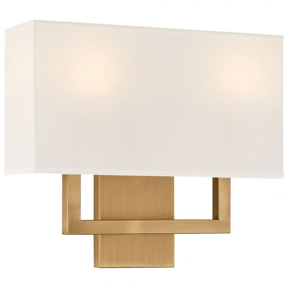 Access Lighting 64062LEDDLP-ABB-WH Mid Town 2 Light LED Wall Sconce, Antique Brushed Brass