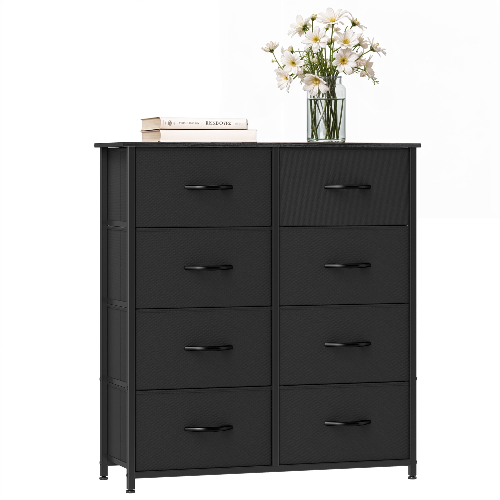 DEXTRUS 8 Drawers Dresser Chest of Drawers for Bedroom Fabric Storage Dressers for Living Room Bedroom for Adult Black