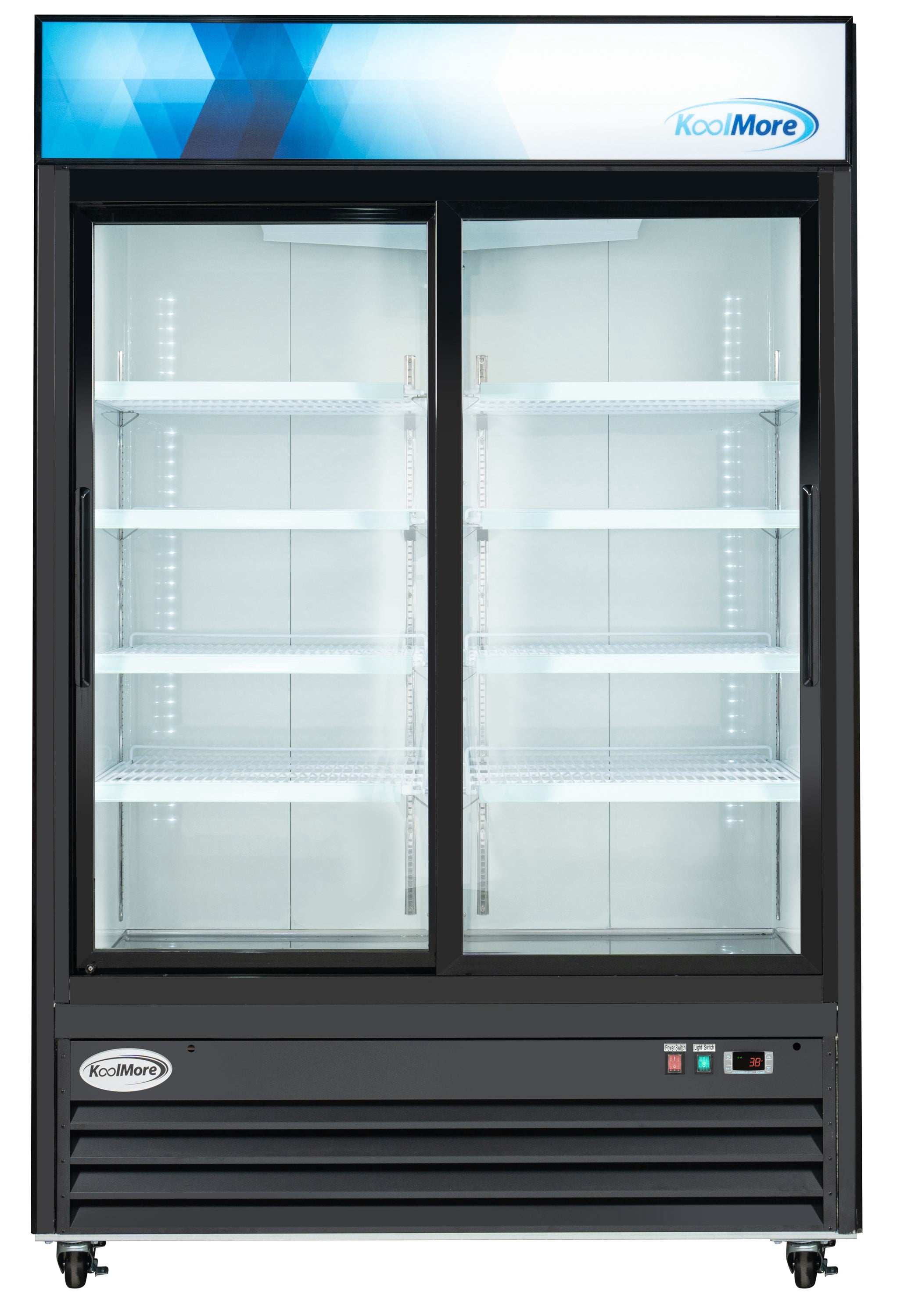 KoolMore 53 in. Commercial Two-Glass-Door Display Refrigerator Merchandiser with LED Lighting - 45 Cu. ft.