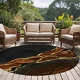 thumbnail image 5 of Black Gold Marble Round Living Room Rugs 8 ft, Brown Luxury Modern Abstract Wave Texture Washable Large Area Rug with Non-Slip Sturdy Edge Binding Round Carpet for Dining Room Kitchen Office, 5 of 9