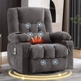thumbnail image 2 of Oversized Massage Recliner Chair for Elderly,Modern Living Room Electric Rocking & Reclining Chairs with with Heat, 8-Point Vibration,USB Charger and Cup Holders, Plush Velvet Single Sofa, Grey, 2 of 8