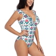 thumbnail image 2 of Uemuo Tulips Flowers Pattern Women's Tummy Control Swimsuits Slimming One Piece Bathing Suit Ruffle V Neck Swimwear-X-Large, 2 of 8