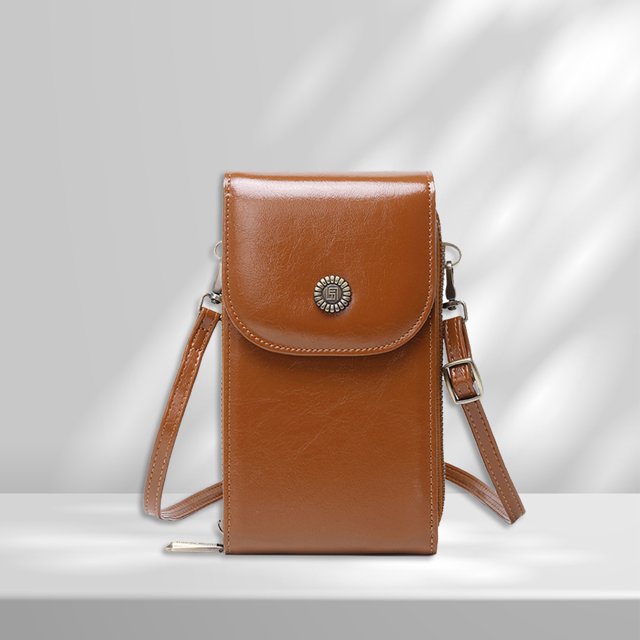 Bolsa De Hombro PU Crossbody Bag Durable Women Phone Wallet Bag para el ocio diario (marrón) Sywqhk Para Estrenar