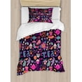 thumbnail image 1 of Tea Party Duvet Cover Set Twin Size, Vibrant Colored Abstract Expression of Tea Party Cupcakes Sugar Teacups and Pots, Decorative 2 Piece Bedding Set with 1 Pillow Sham, Multicolor, by Ambesonne, 1 of 3