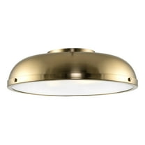 Kira Home Alston 14" 3-Light Semi Flush Mount Close to Ceiling Light   Dome Shade, Cool Brass   Round Glass Diffuser