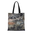 thumbnail image 1 of NUDECOR Sac Fourre-Tout en Toile Peinture Fine de Taureau et Chevaux Sac Réutilisable pour Courses, 1 of 1