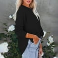 thumbnail image 7 of Hinvhai Sweatshirt for Women Crewneck Long Sleeve Side Split Tops Casual Solid Color Loose Pullover Shirts Clothes Black M(M), 7 of 7