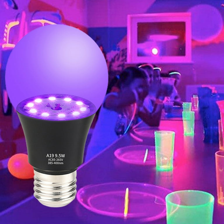UV Black Light High Brightness Energy-saving High-Durability Heat-Resistant  Enhance Atmosphere 9.5W Glow in The Dark Blacklight Party Bulb for Home 