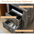 thumbnail image 3 of VanAcc Nightstand Set of 2 with Charging Station, Farmhouse Side Table with 2 Tiers Storage Drawer and Wood Cubby for Bedroom, Office, Black/Barnwood, 3 of 7