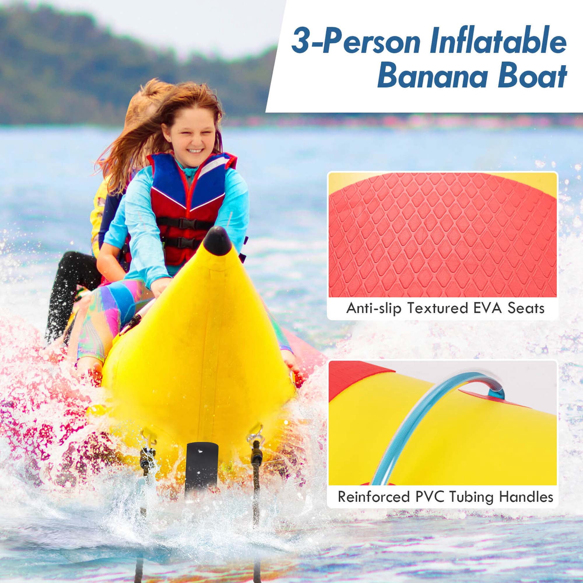 Goplus 3-Person Inflatable Raft with Boating and Water Sports Electric Air Pump