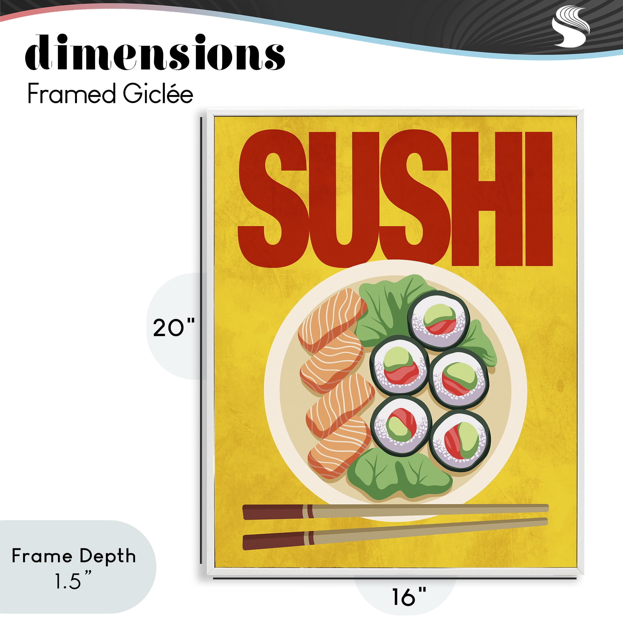 Stupell Industries Bright Sushi & Chopsticks White Framed Giclee Art, design by Marcus Prime