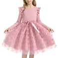 thumbnail image 2 of ZOYOEN Toddler Girls Birthday Dress- Ruffle Flowly Long Sleeve Strap Party Dresses Midi Dresses Pink Size 3 T, 2 of 5