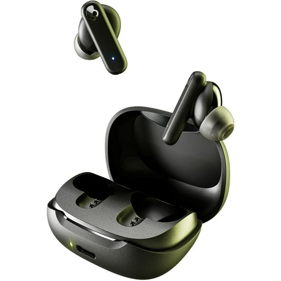 Open Box Skullcandy Smokin’ Buds Bluetooth Earbuds with Microphone, True Wireless with Charging Case, True Black, S2TAW-R740
